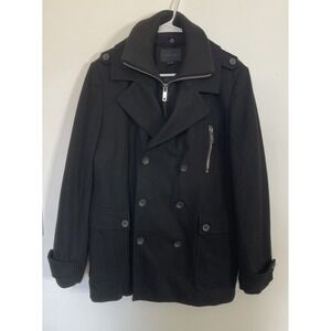 JACK & JONES Men's Black Solid Zipper Coat Size SL-M NWT Pockets